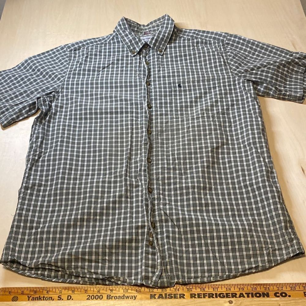 Vintage Carhartt Short Sleeve Button Down Men's Plaid Shirt Size XL